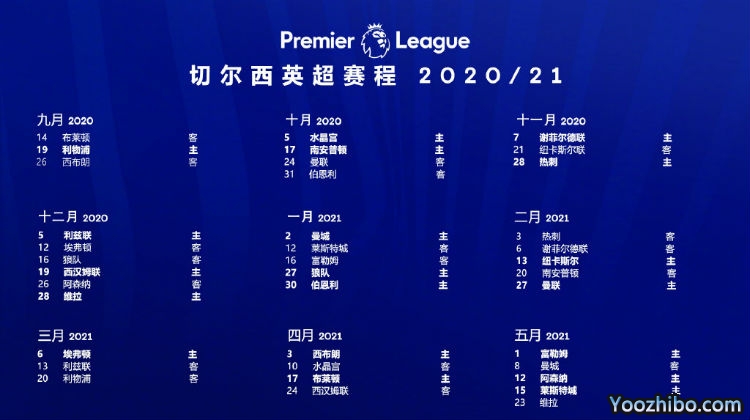 20/21赛季<a href=/zuqiu/zhibode/chelsea/ target=_blank class=infotextkey>切尔西</a>赛程表出炉